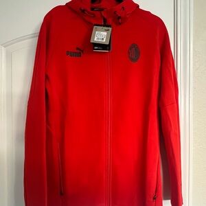 AC MILAN ESSENTIAL COLLECTION RED ZIPPED HOODIE